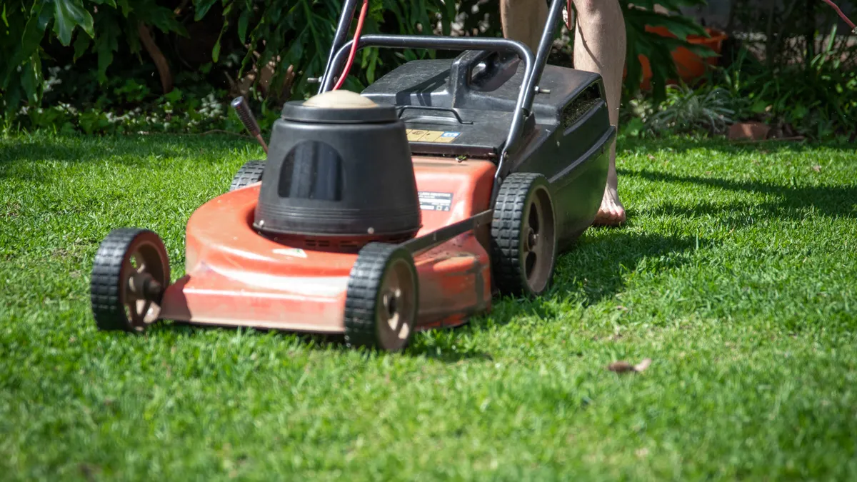Sod Care Tools and Supplies — The Complete Guide person mowing grass with a push mower